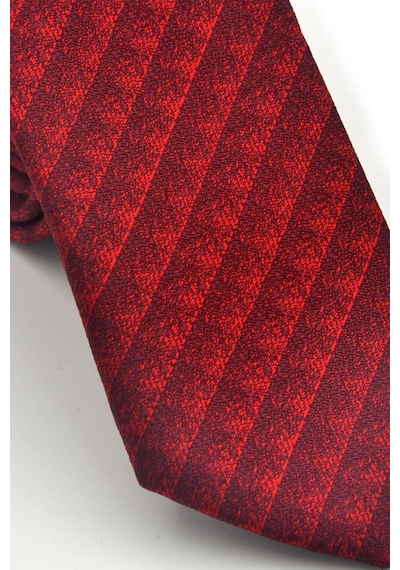 Gaffy Siyah Küp Desenli Kırmızı Dokuma Kumaş Mendilli Slim Fit Kravat // Sdk-2605-5 Kırmızı