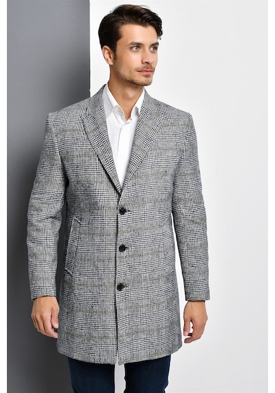 Plt8390 Dewberry Erkek Palto-ekose Gri