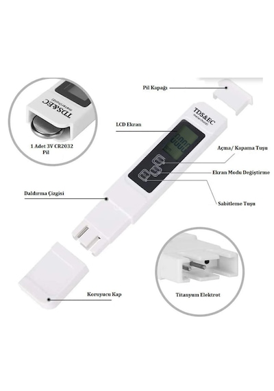 Multifonksiyonel Tds Iletkenlik Ölçer Ec Metre Yeni Model 1