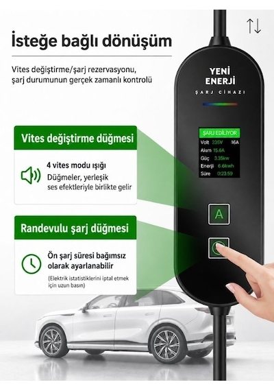 New Energy Tip 2 5m Kablo Taşınabilir Ev Şarj İstasyonu 7kw 32a Ip65 Suya Dayanıklı