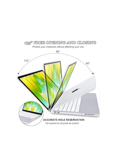 Macbook Uyumlu Neo 13inç A18 Pro A3404 Kılıf Simli Ön Arka Kapak Renksiz