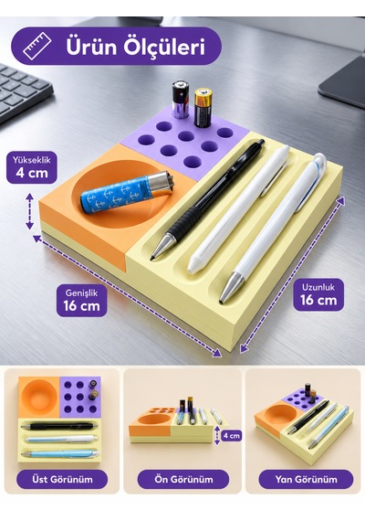 Elarıo Prizma Pad Organizer Mıknatıslı Masaüstü Organizer Set2 Çok Renkli