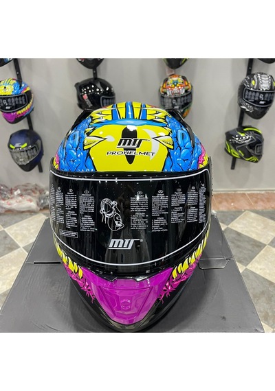 Mts M-801 Snake Full Face Kask Gongju Pembe - Mavi