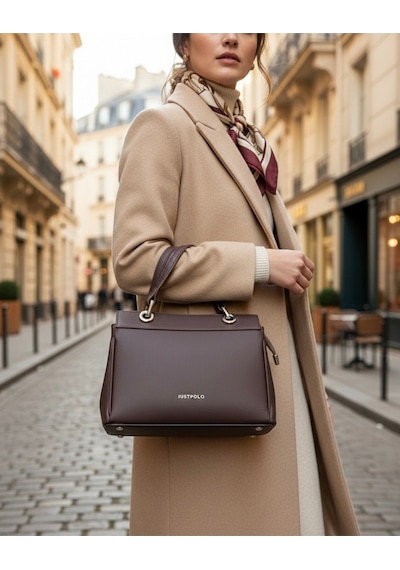 Just Polo Kadın Premium El & Omuz Çantası Ebat 18 X 26 Cm Shoulder Bag Kahverengi