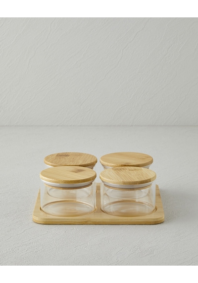 English Home Sunwake Cam-bambu 4'lü Kahvaltılık 18x18 Cm Şeffaf