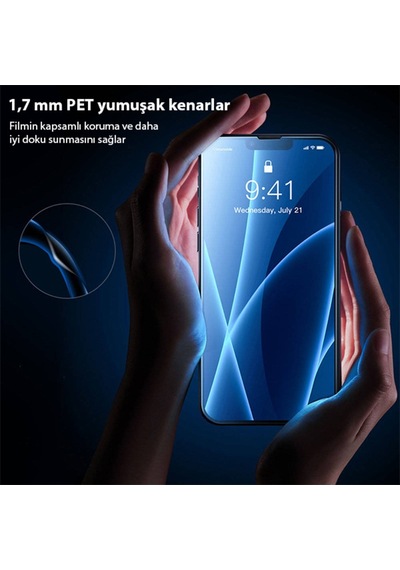 Baseus Apple Uyumlu   iPhone 13 Mini 0.23Mm Full Kavisli Ekran Koruyucu Cam Siyah