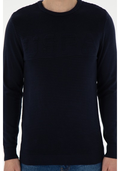 U.S. Polo Assn. Erkek Slim Fit Bisiklet Yaka Lacivert Kazak 50293089-VR033