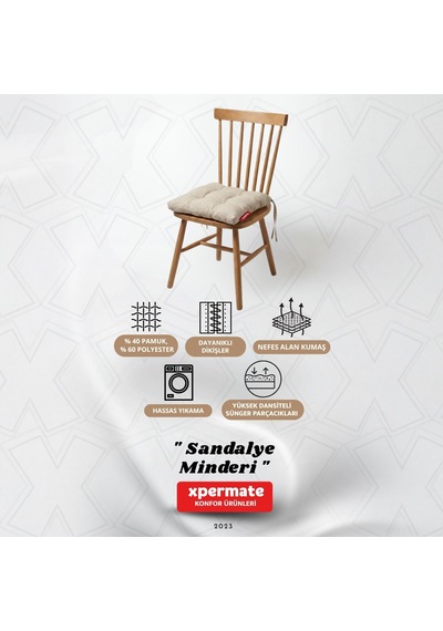 Pötikareli Sandalye Minderi 40x40 Pofidik Piknik Minderi Krem