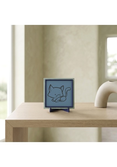 Dinlenen Kedi Modern Dekoratif Hatıra, Sevdikleriniz İçin Hediyelik Sempatik Armağan 10x10 Cm