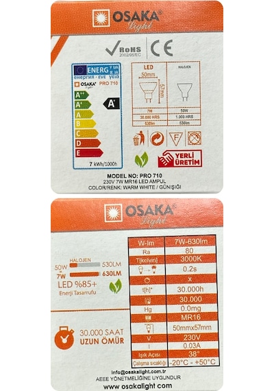 10 Adet Osaka 7w 50w Sarı Işık 3000k G4 Duylu İğne Bacak Led Çanak Ampul