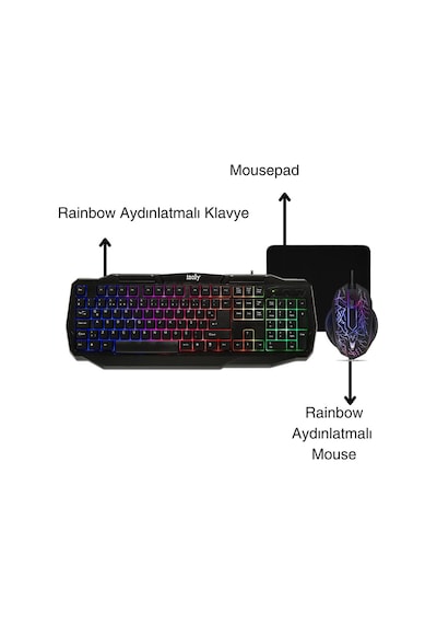 İzoly Spectre 4 in 1 Kulaklık + Mousepad + Klavye + Mouse Seti