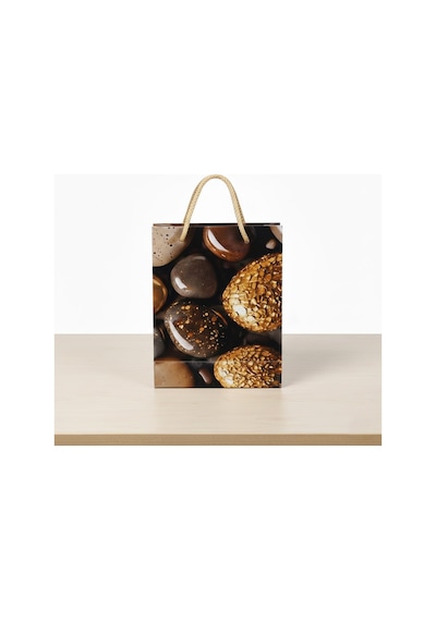 Eczane Hediyelik & Alışveriş Karton Çanta Körüklü Çakıl Taşları 14 x 20 x 8 CM 10 Adet