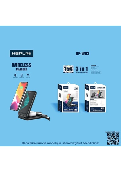 Hepu Hp-w03 3in1 Kablosuz Hızlı Şarj Standı