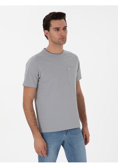 Taş Regular Fit Cepli T-shirt Gri