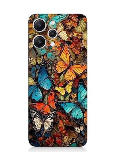 Xiaomi Redmi 12 Uyumlu Pastel Renkli Kelebekler Desenli Silikon Kılıf