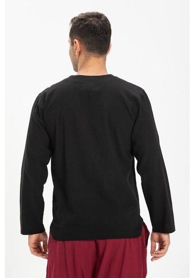 Uzun Kol Şile Bezi Bisiklet Yaka Bahriyeli Erkek T-Shirt Siyah 30