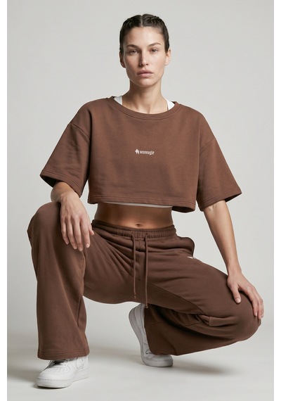 Woneagle Kadın Kahverengi Crop Kısa Kollu Tshirt Ve Geniş Paça Alt 2'li Eşofman Takımı Kahverengi Kahverengi Woneagle Kadın Kahverengi Crop Kısa Kollu Tshirt Ve Geniş Paça Alt 2'li Eşofman Takımı Kahverengi Kahverengi