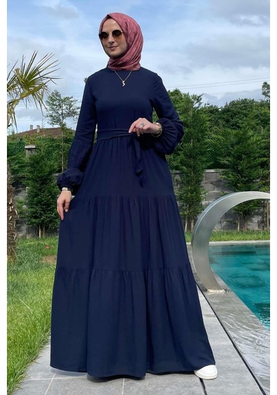 Rabia Şamlı Asil Lacivert Elbise Normal