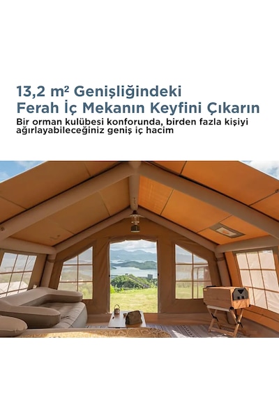 Habl 13 Kişilik 13.2m2 4 Mevsim Şişme Çadır 367 360 220cm Bej