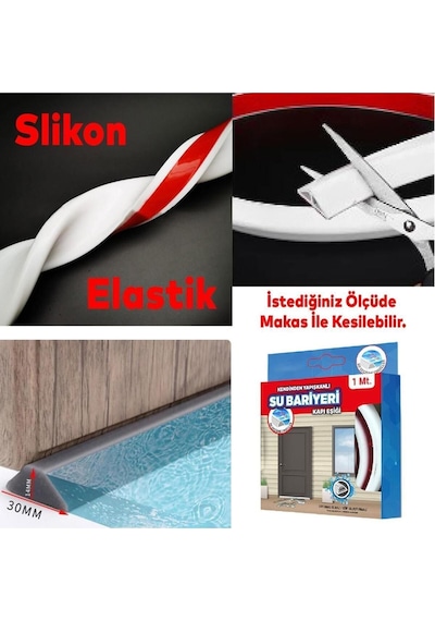 Su Bariyeri Kapı Altı Sızdırmaz Su Tutucu Yapışkanlı Silikon Bant İzolasyon Yalıtım Bandı 1 Metre