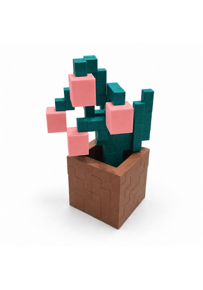 Piksel İnci Çiçeği Biblo - 3d Baskı, Minecraft Esintili Pembe