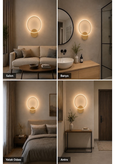 AvizeGO Tisa Modern Led Duvar Apliği Günışığı Eskitme
