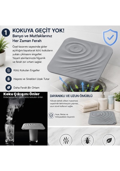 Silikon Kotu Önleyici Mat Mutfak Banyo Koku Önleyici Mat 2adet Çok Renkli