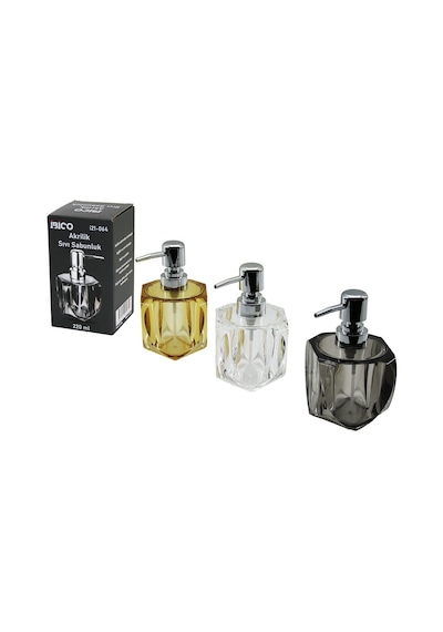 Tombul Kare - 4-kalpli Gövde Şeffaf - Renkli Akrilik - Mika Kristal Sıvı Sabunluk 220ml 5705