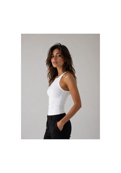 Parshey Kadın Slim Fit Halter Yaka Kolsuz Basic Atlet Body Beyaz