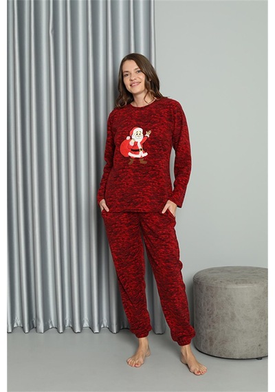 Akbeniz Welsoft Kadın Polar Sevgili Kombini Pijama Takımı 50125 Tek Takım Fiyatıdır - 2xl Kırmızı