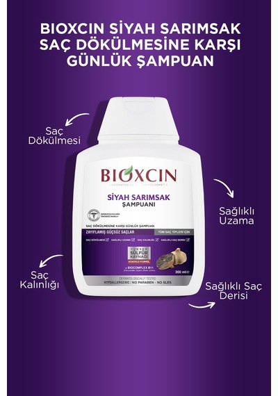 Bioxcin Siyah Sarımsak Şampuan 3x300 Ml - Saç Dökülmesi Şampuanı