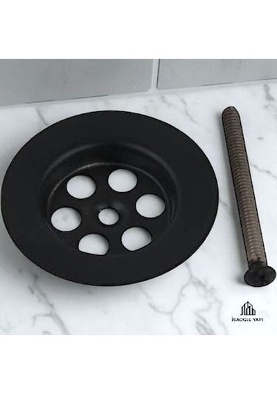 İsaoğlu Yapı Siyah Lavabo Süzgeci Siyah Lavabo Sifonu Siyah Vida Dahil Siyah