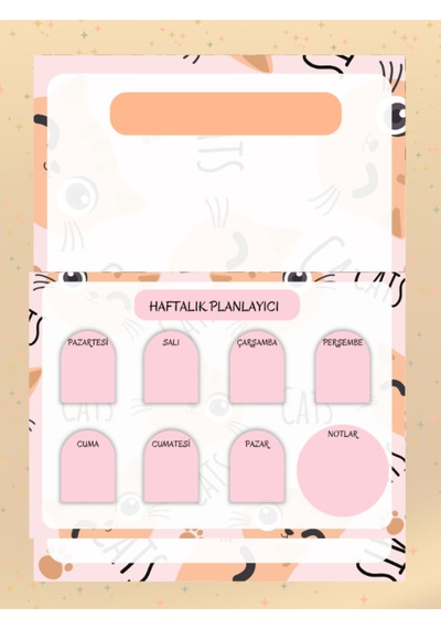Kedili Haftalık Planlayıcı Ve Not Defteri A5-a4 Boyutunda Notepad Okul Çok Renkli