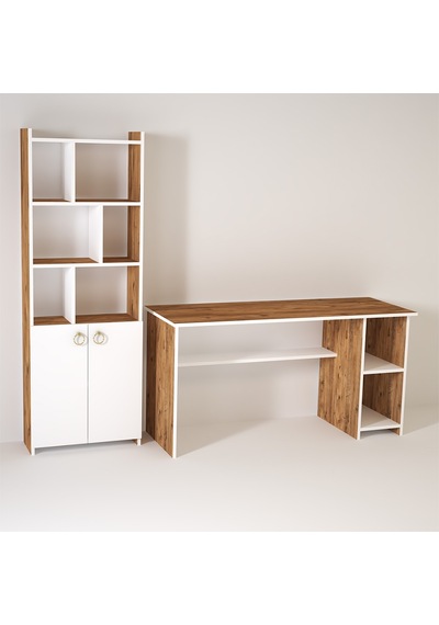 Kalenderdekor1 Kalender Dekor Avel Mayra 145 Cm Çalışma Masası Takımı Avlm02 Beyaz  -  Meşe