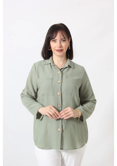 Moda Berray Myb-077 Mint Yeşili Pamuk Keten Kolu Apoletli İki Cepli Kadın Büyük Beden Gömlek Mint Yeşili Moda Berray Myb-077 Mint Yeşili Pamuk Keten Kolu Apoletli İki Cepli Kadın Büyük Beden Gömlek Mint Yeşili