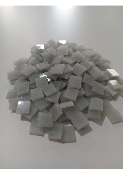 Gri Kare Vitray Cam Mozaik Taşı - Sanatsal Mozaik İçin Yaklaşık 10 X 10 Mm