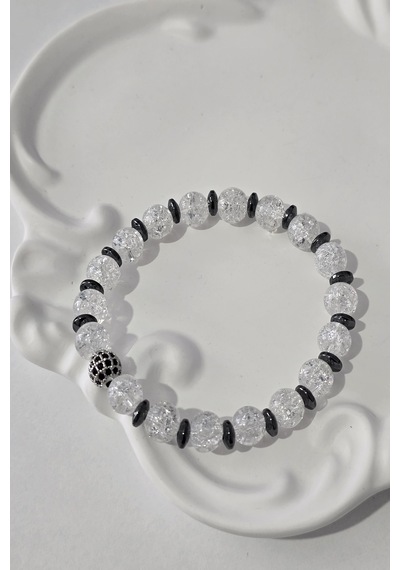 8 Mm Zirkon Taşı, Hematit, Necef Doğaltaş Bileklik Şeffaf