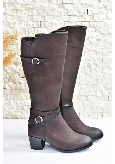 Fox Shoes Kahverengi Alçak Topuklu Günlük Kadın Çizme L674230009 Kahverengi