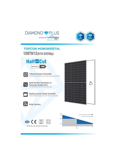 Tommatech 620wp 108tn M12 Topcon Diamond Plus Güneş Paneli 31 Adet 1 Palet