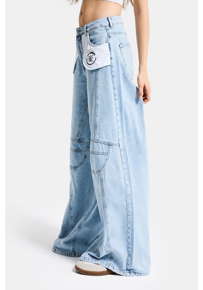 it's basic Kadın Ice Palazzo Fit Özel Tasarım Denim Jean Buz Mavi