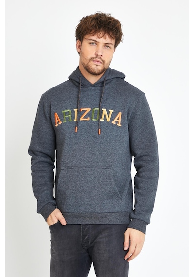 Polostate Erkek Arizona Nakışlı Kapüşonlu 3 İplik Sweatshirt Antrasit