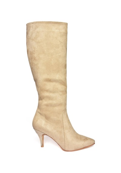 Fox Shoes R372453002 Ten Süet İnce Topuklu Kadın Çizme Ten Rengi