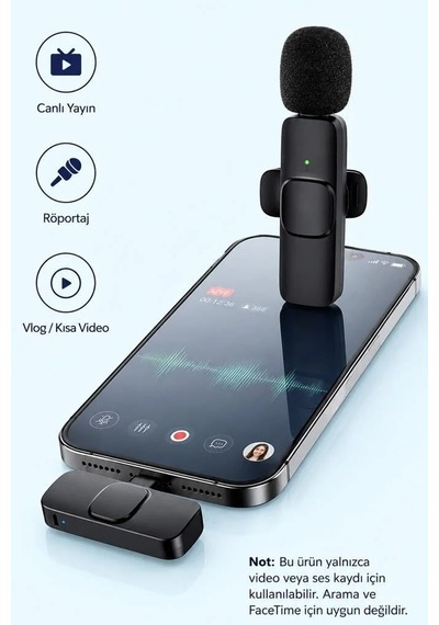 Premium Ders Küçük Yayın Mini Yaka Mikrofonu Type-c 2 Adet K9
