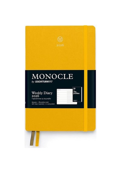 Leuchtturm1917 Monocle Çanta Boy B6+ 12 Aylık Ajanda Ve Not Defteri Çizgili 2026 Sert Kapak, İngilizce, Sarı 373021