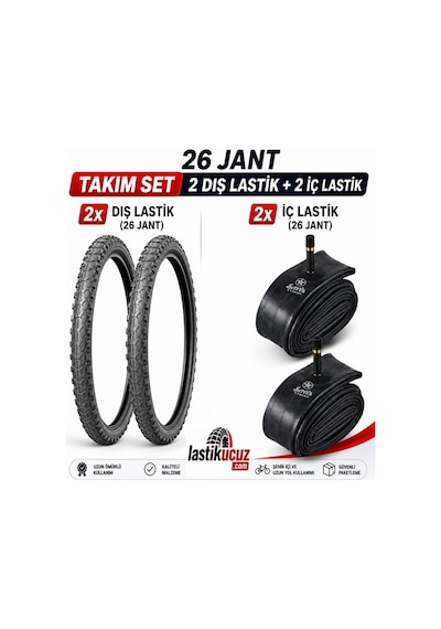 Servis 26x1.95 Dış Lastik Force Ve İç Lastiği Bisiklet Lastiği Ve İç Lastiği 2 Şer Adet, Takım