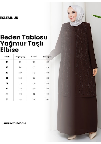 Eslemnur Elbise Yağmur Taşlı Anne Elbisesi Siyah