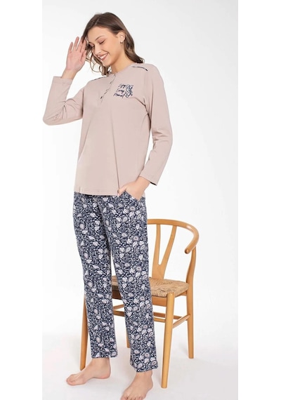 Senfoni Kadın Düğme Yaka Uzun Kol Pamuklu Pijama Takımı 6021 -1 Adet 001 Senfoni Kadın Düğme Yaka Uzun Kol Pamuklu Pijama Takımı 6021 -1 Adet 001
