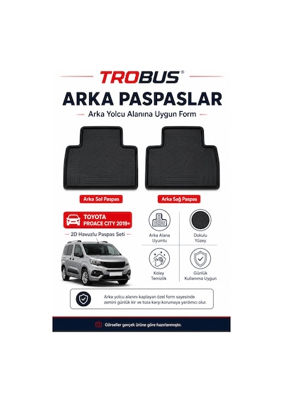 Trobus Toyota Proace City 2019 Ve Sonrası 7 Koltuk 2d Havuzlu Paspas