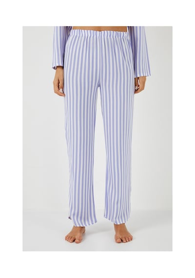 Lela Desenli Rahat Kesim Bol Paça Yazlık Bayan Pijama Takımı 6110014 Lila