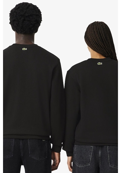 Lacoste Unisex Sweatshirt Bisiklet Yaka Pamuklu Sweatshirt Siyah
